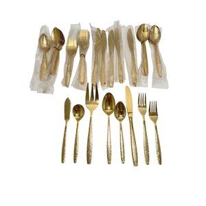 Vintage Gold Lifetime Stainless Silverware 46 Piece Set Taiwan